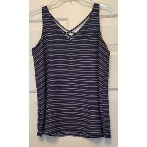 MAURICES V-Neck Sleeveless Blue w/White Stripe Blouse Top Women's Size Small